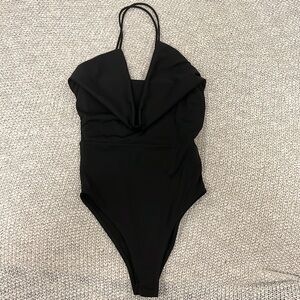 Zara black thong bodysuit size small